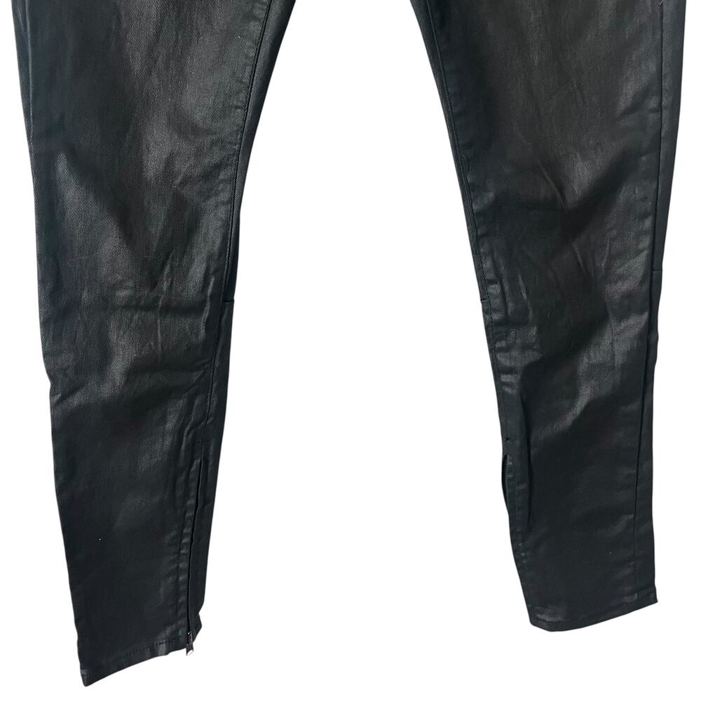 MNML M5 Coated Skinny Jeans Black 29 Waxed Finish Zip Ankle Stretch Streetwear - Picture 7 of 13